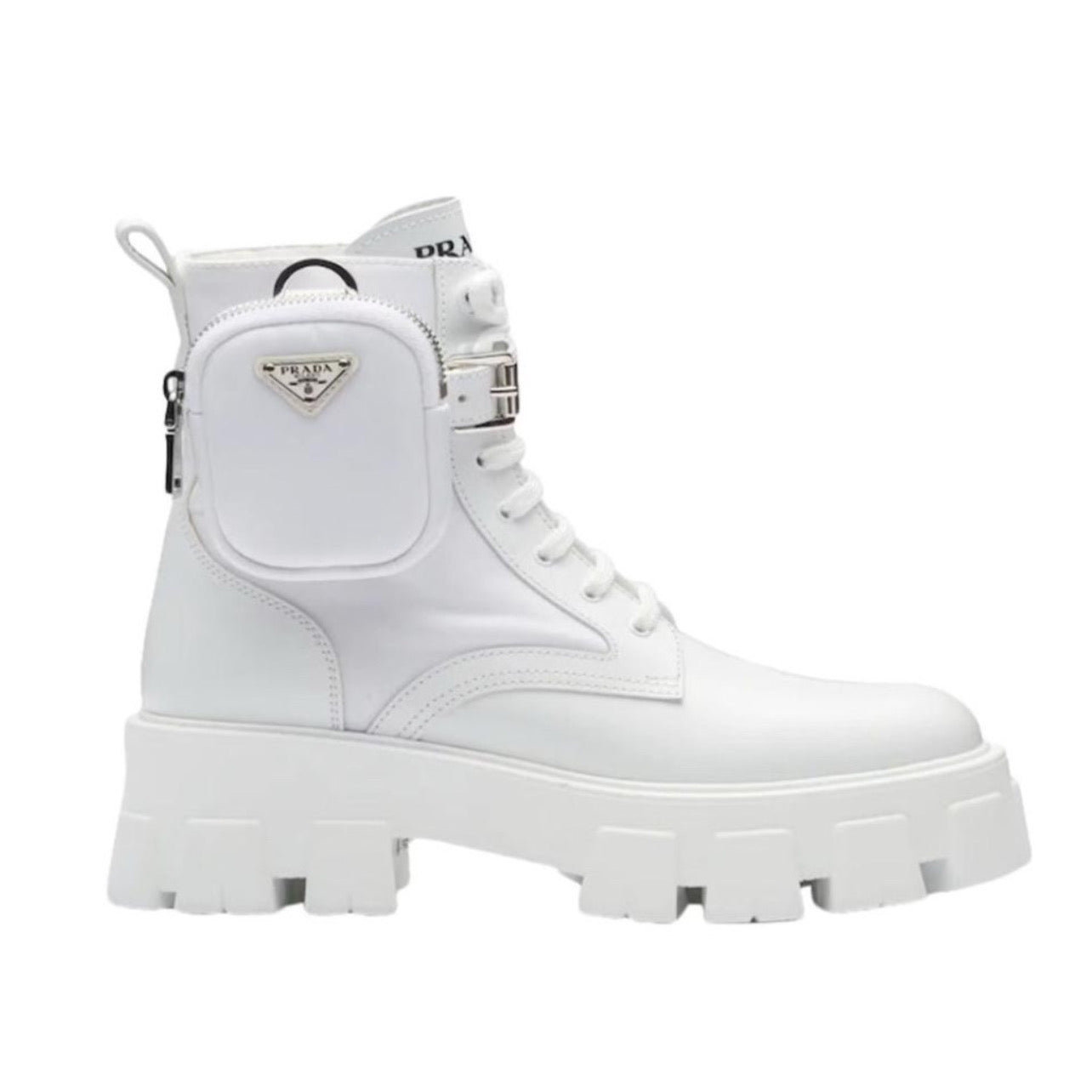 Prada Moonlith pouch-detail Ankle Boots White
