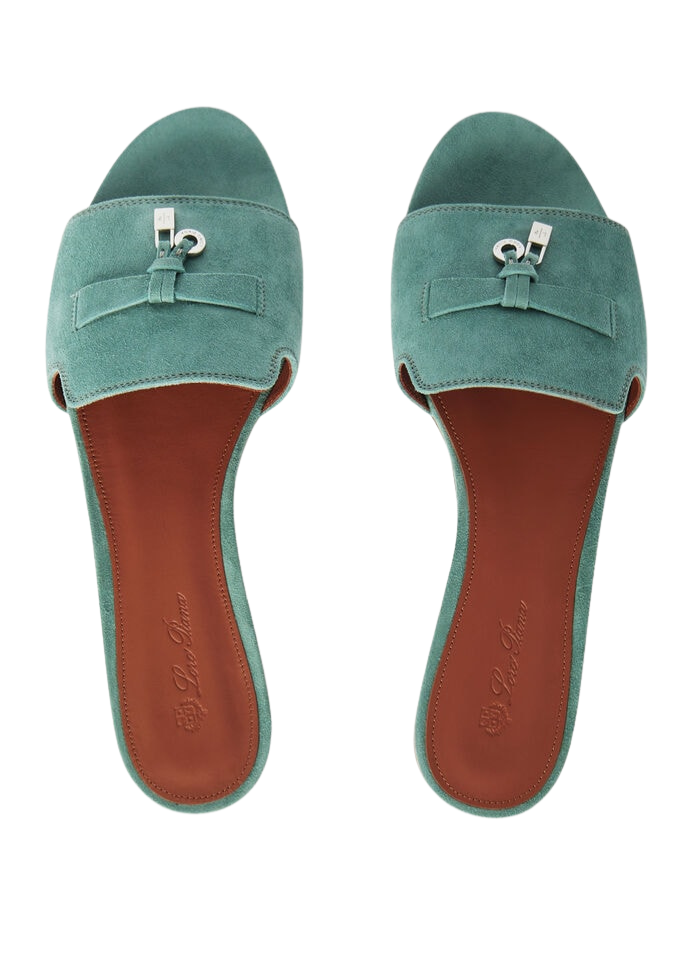 Loro Piana Charms Sandal Suede Goatskin Sap Green