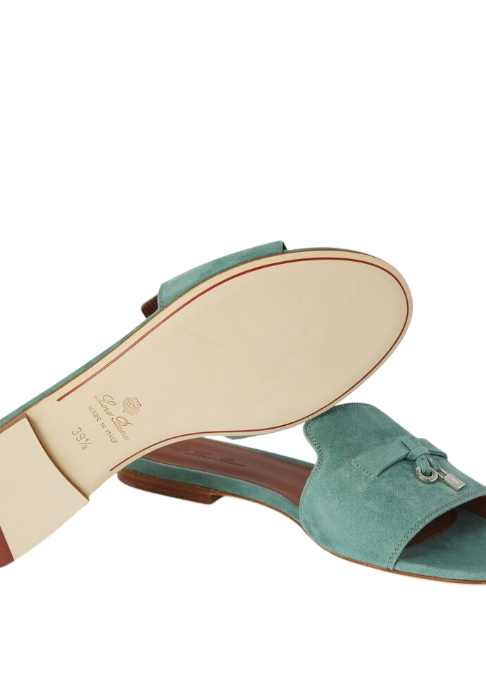 Loro Piana Charms Sandal Suede Goatskin Sap Green