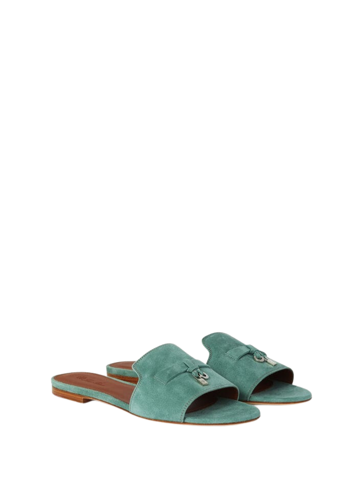 Loro Piana Charms Sandal Suede Goatskin Sap Green