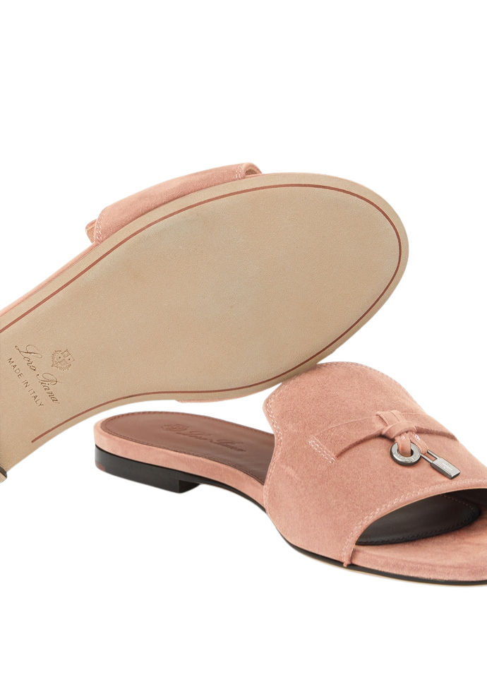 Loro Piana Charms Sandal Suede Goatskin Precious Rose