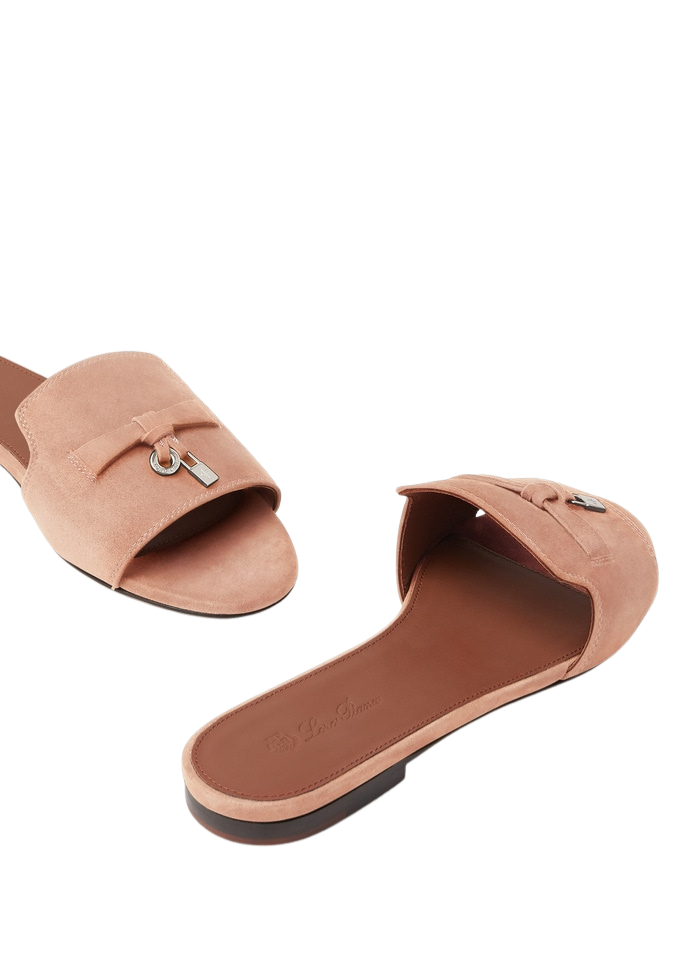 Loro Piana Charms Sandal Suede Goatskin Precious Rose