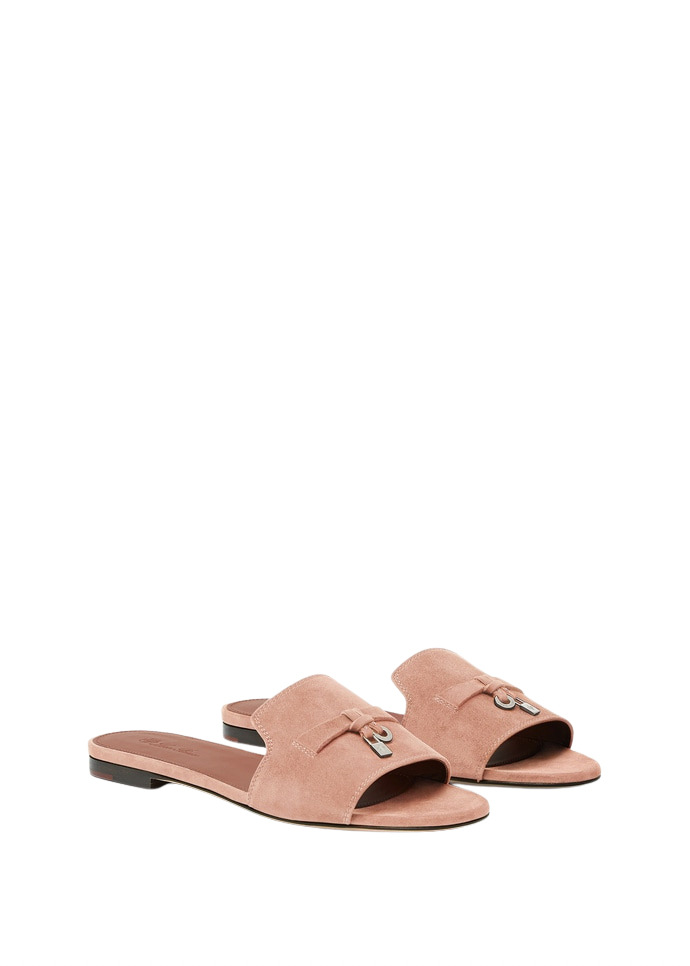 Loro Piana Charms Sandal Suede Goatskin Precious Rose