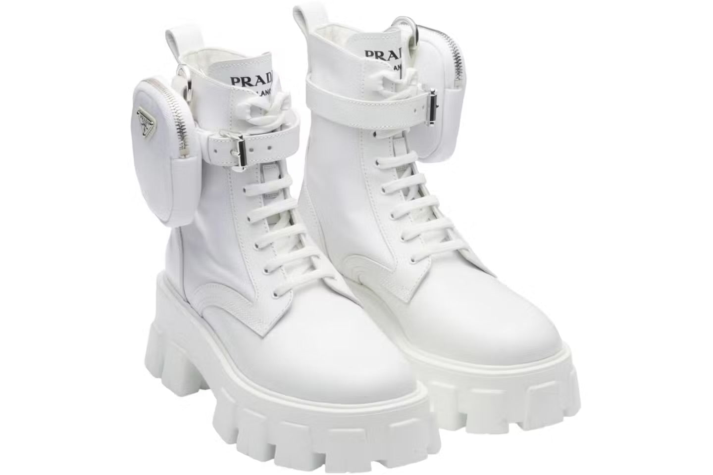 Prada Moonlith pouch-detail Ankle Boots White