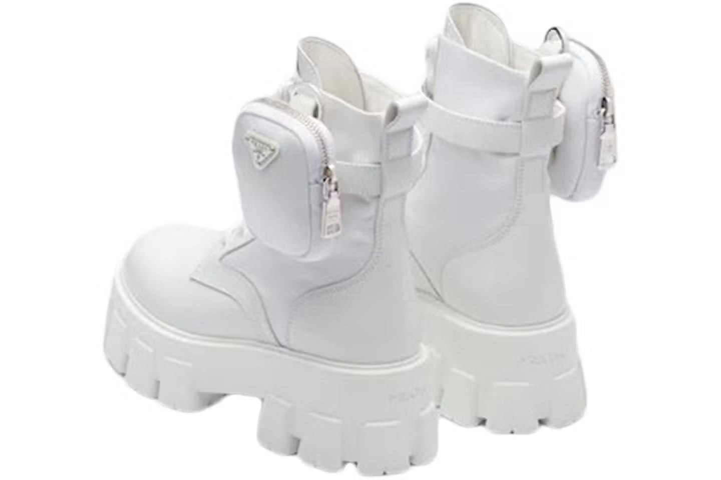 Prada Moonlith pouch-detail Ankle Boots White