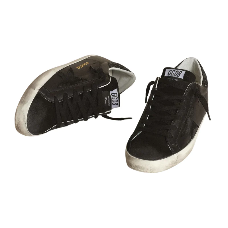 Golden Goose Superstar – Black Glitter Heel