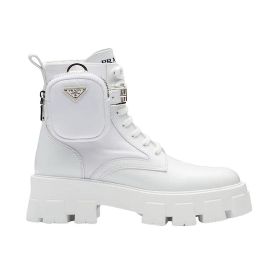 Prada Moonlith pouch-detail Ankle Boots White