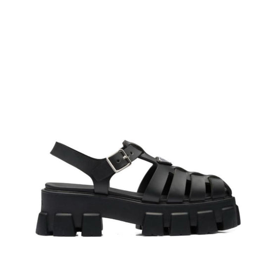 Prada caged platform black sandals