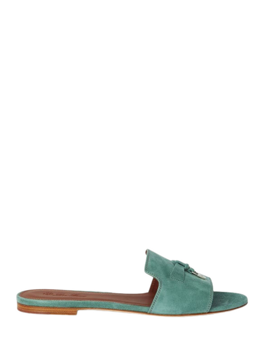 Loro Piana Charms Sandal Suede Goatskin Sap Green