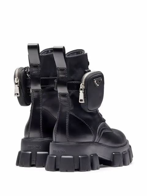 Prada Moonlith pouch-detail Ankle Boots Black